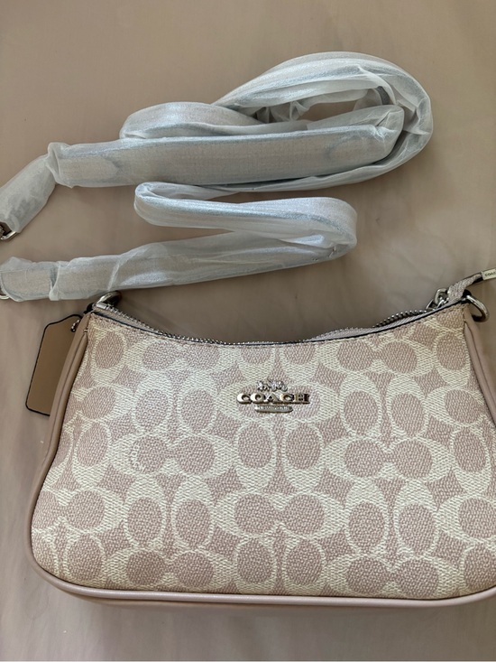 Coach Handbags - Coach Signature Canvas Shoulder Bag in Light Beige and Cream